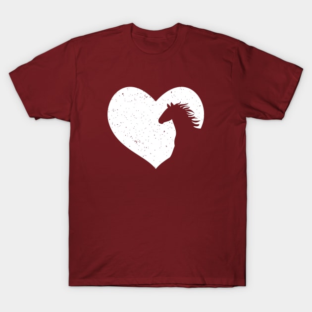 Heart with Horse Silhouette - Distresses Horseback Riding Equestrian Gift T-Shirt by teemaniac